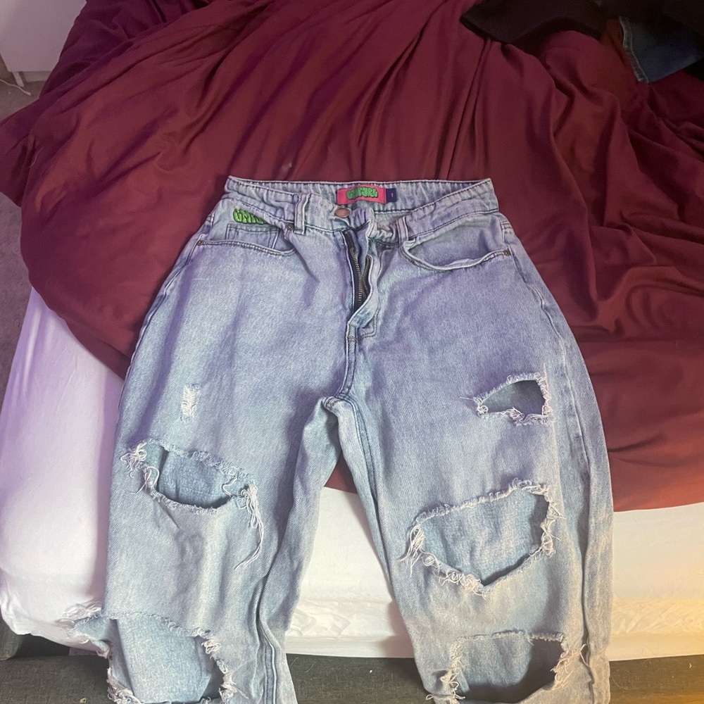Empyre Light Blue Distressed Wide Leg Jeans